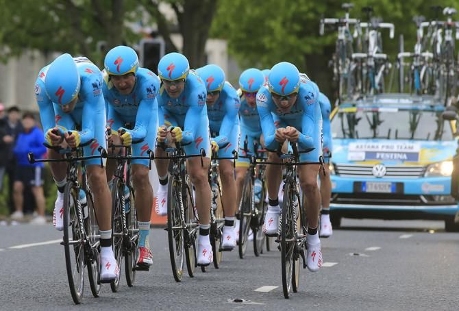 Astana riders during the team time trial