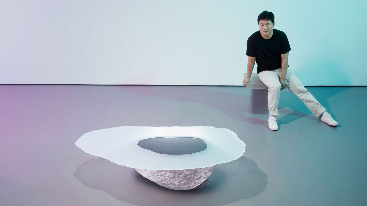 Portrait of designer Wonmin Park with table