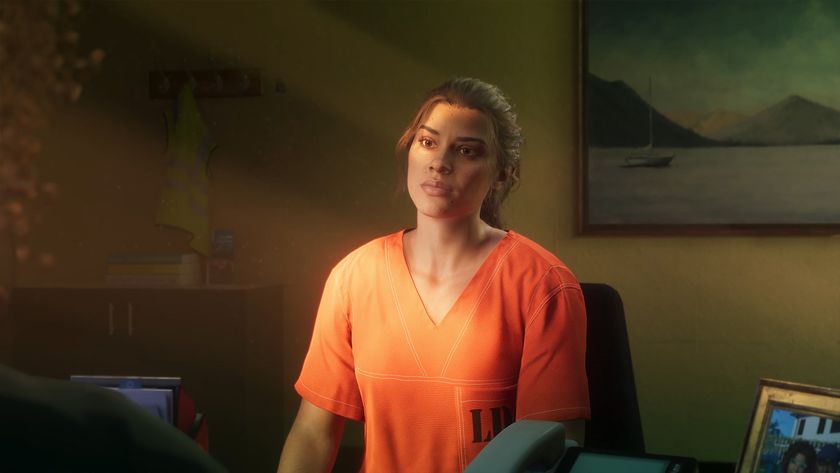 GTA 6 trailer screenshots showing lucia in an interview room