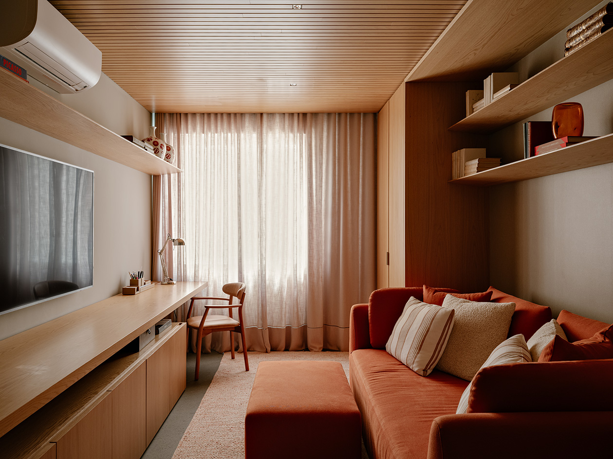 interior of Sao Paulo apartment wrapped in warm timber and with great city views