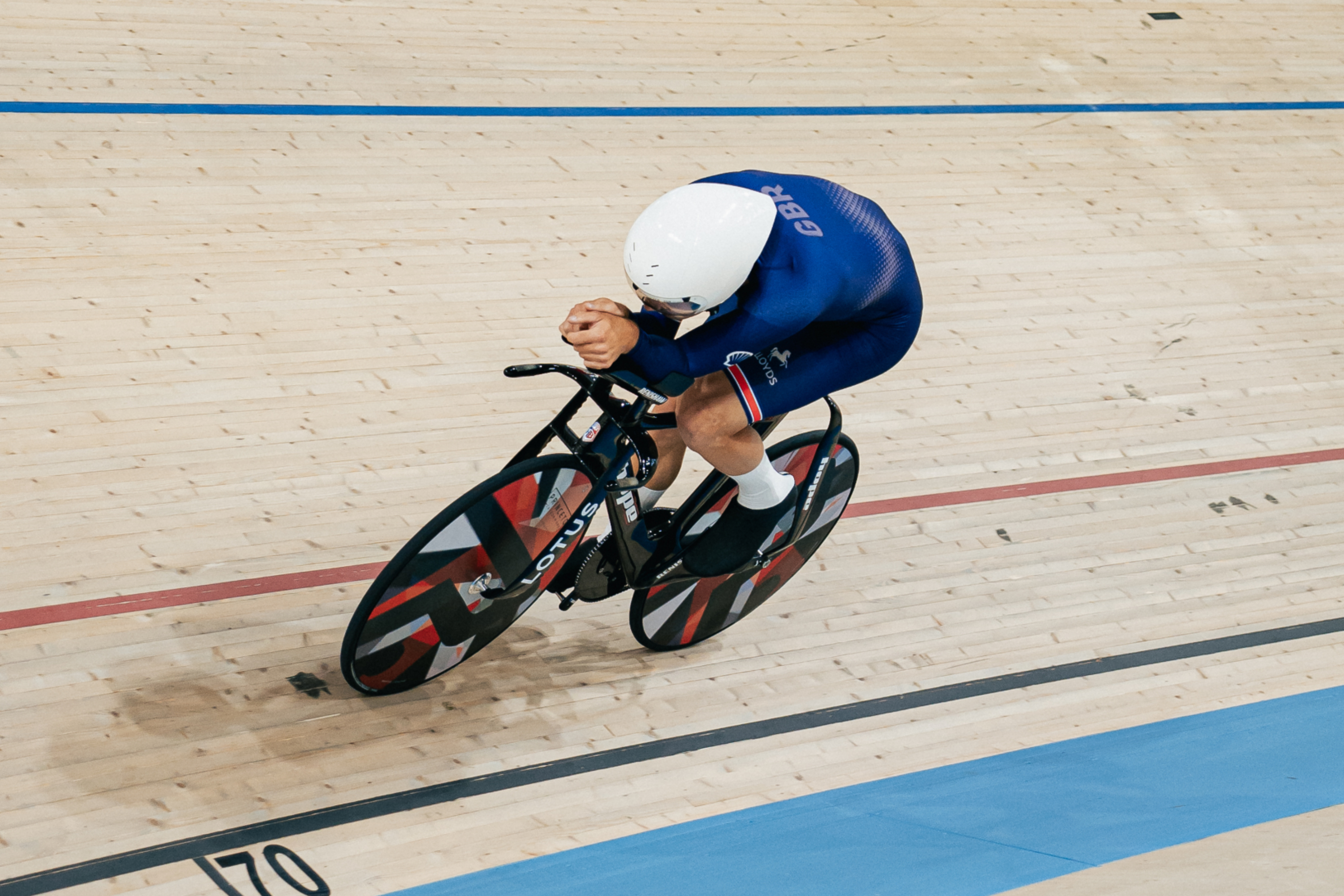 Charlie Tanfield of Great Britain in action during his Hour Record attempt.