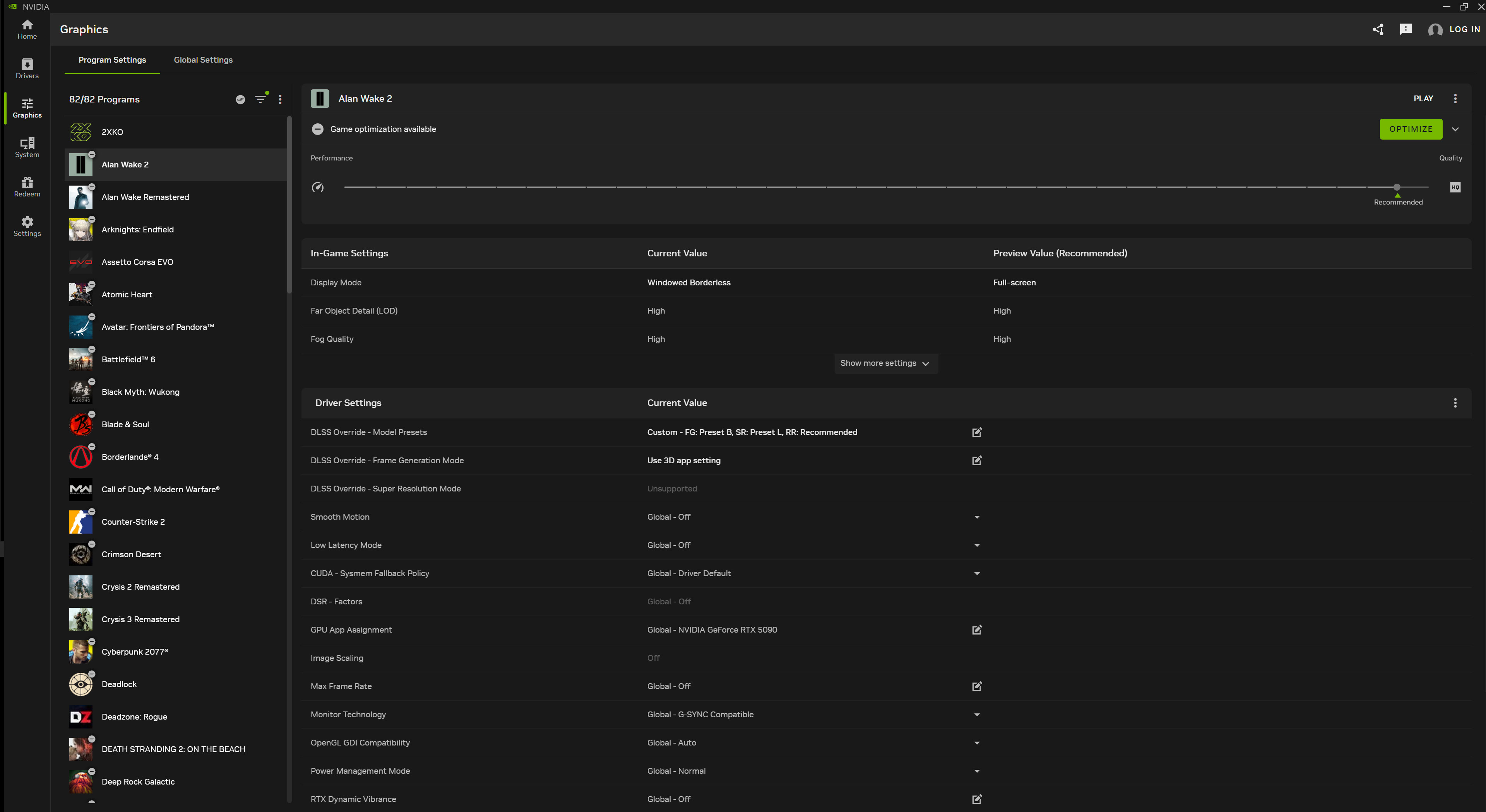 Nvidia graphics settings adjustment