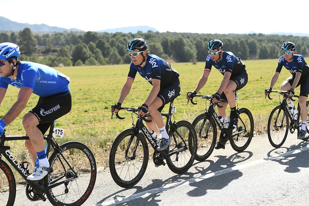 Team Sky and Geraint Thomas during stage 2 at Volta a la Comunitat Valenciana