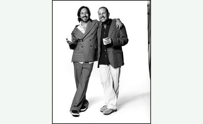 Portrait of Marc Newson and Sir Jony Ive shot by photographer David Bailey