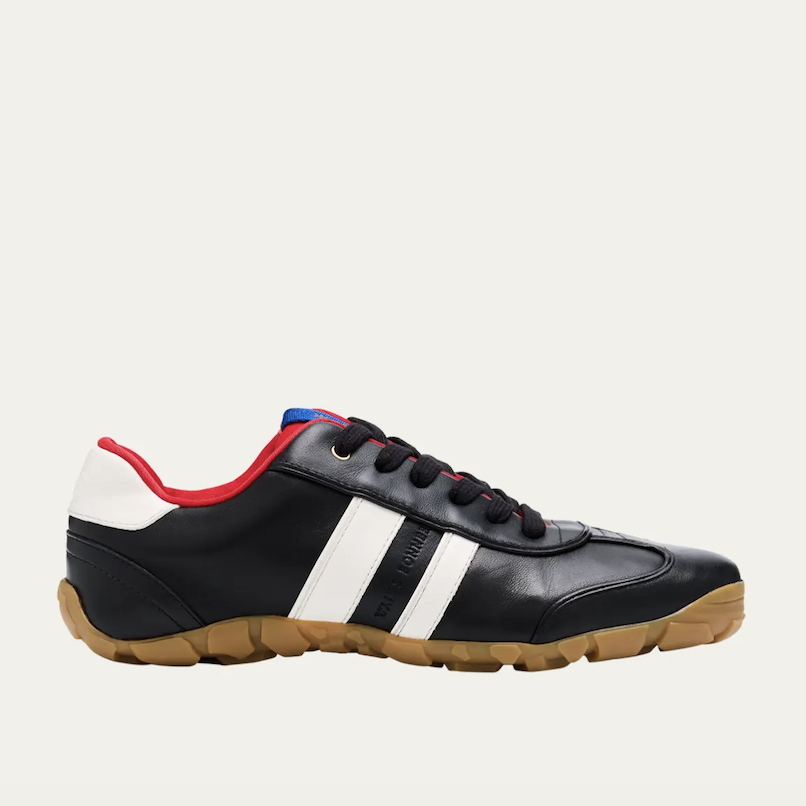 Bicolor Leather Lace-Up Sneakers