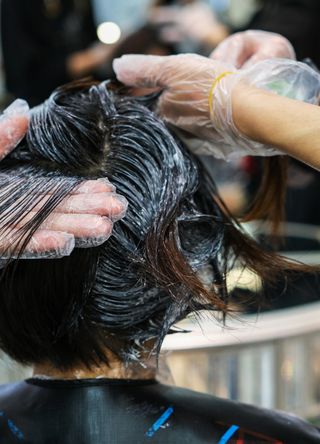 Woman having a hair treatment