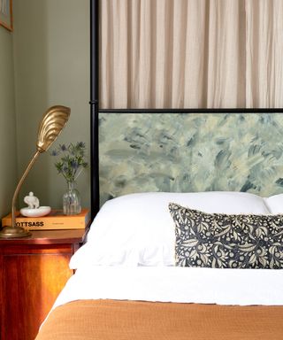 Bedroom with painted headboard