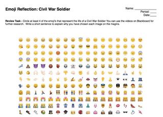 Worksheet for emojis: Civil War soldier