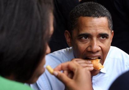 President Obama eating a burger
