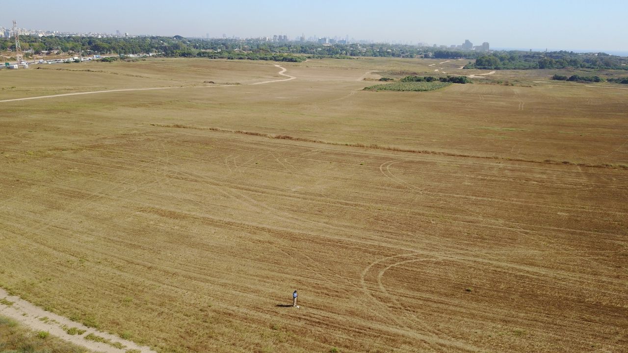 The vast field, looking south toward Tel Aviv, in Israel.
