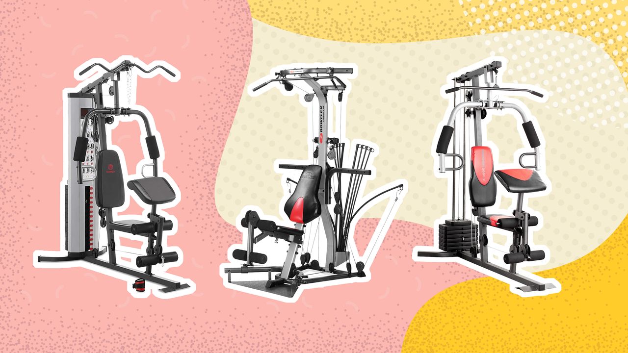 Best home gym machine: Image of three machines on yellow and pick background