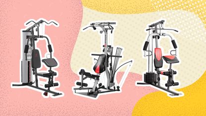 Best home gym machine: Image of three machines on yellow and pick background