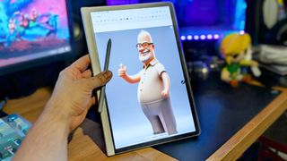 Samsung Galaxy Tab S10 Plus demonstrating the Galaxy AI feature 'Sketch to Image'