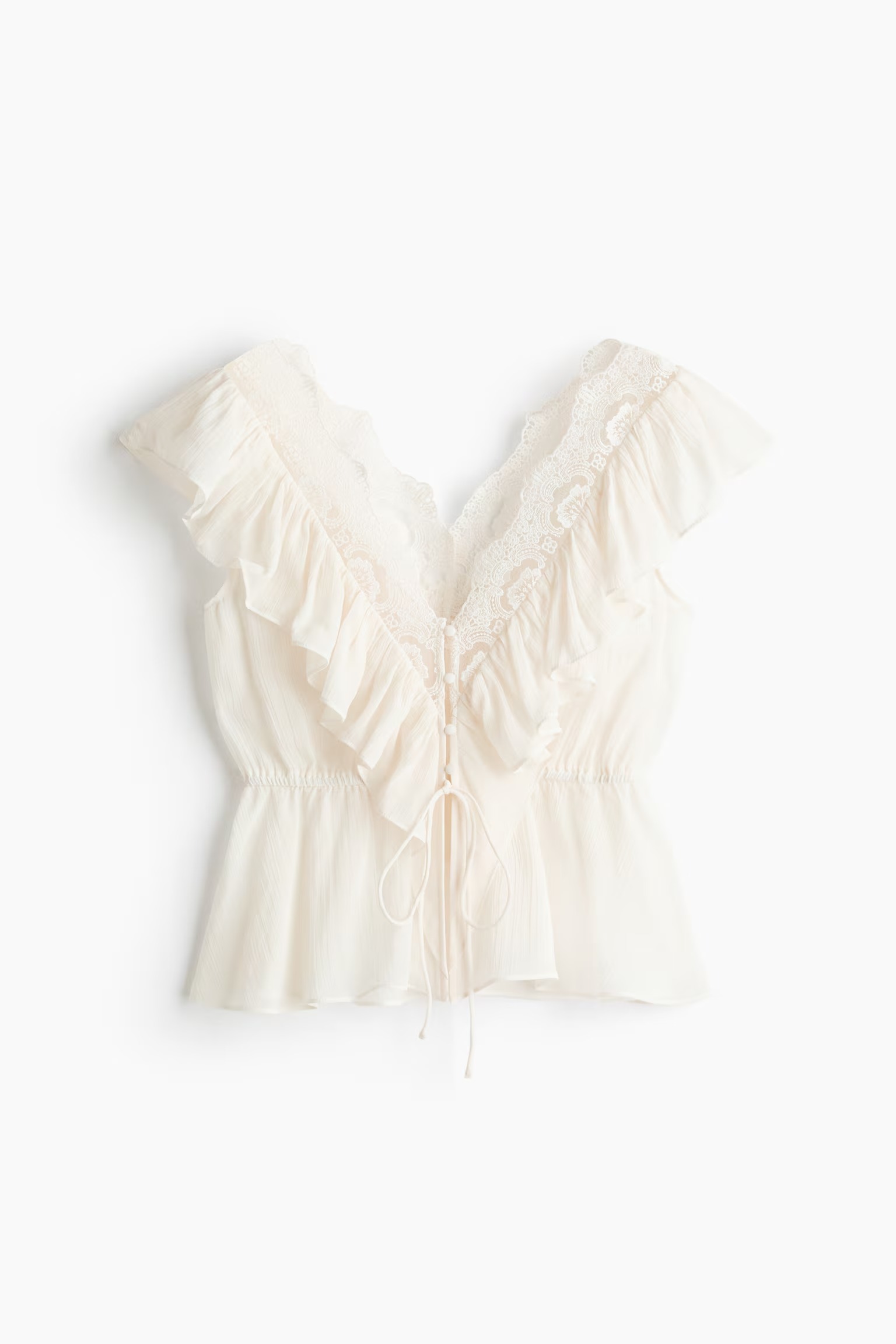 H&amp;amp;M, Flounce-Trimmed Lyocell Top