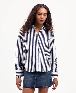 MW, Easy Y-Neck Button-Up Shirt