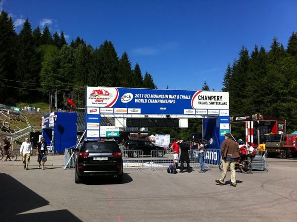 Organizers were still setting up the finish line on Tuesday afternoon.