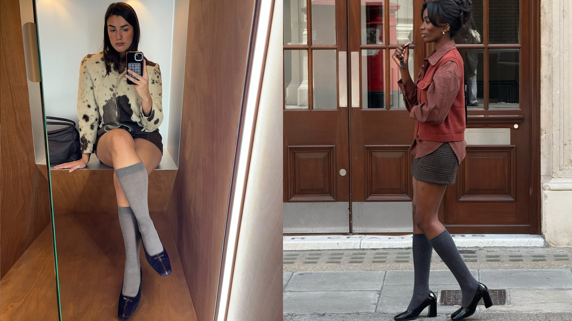 woman wearing knee high sock outfit