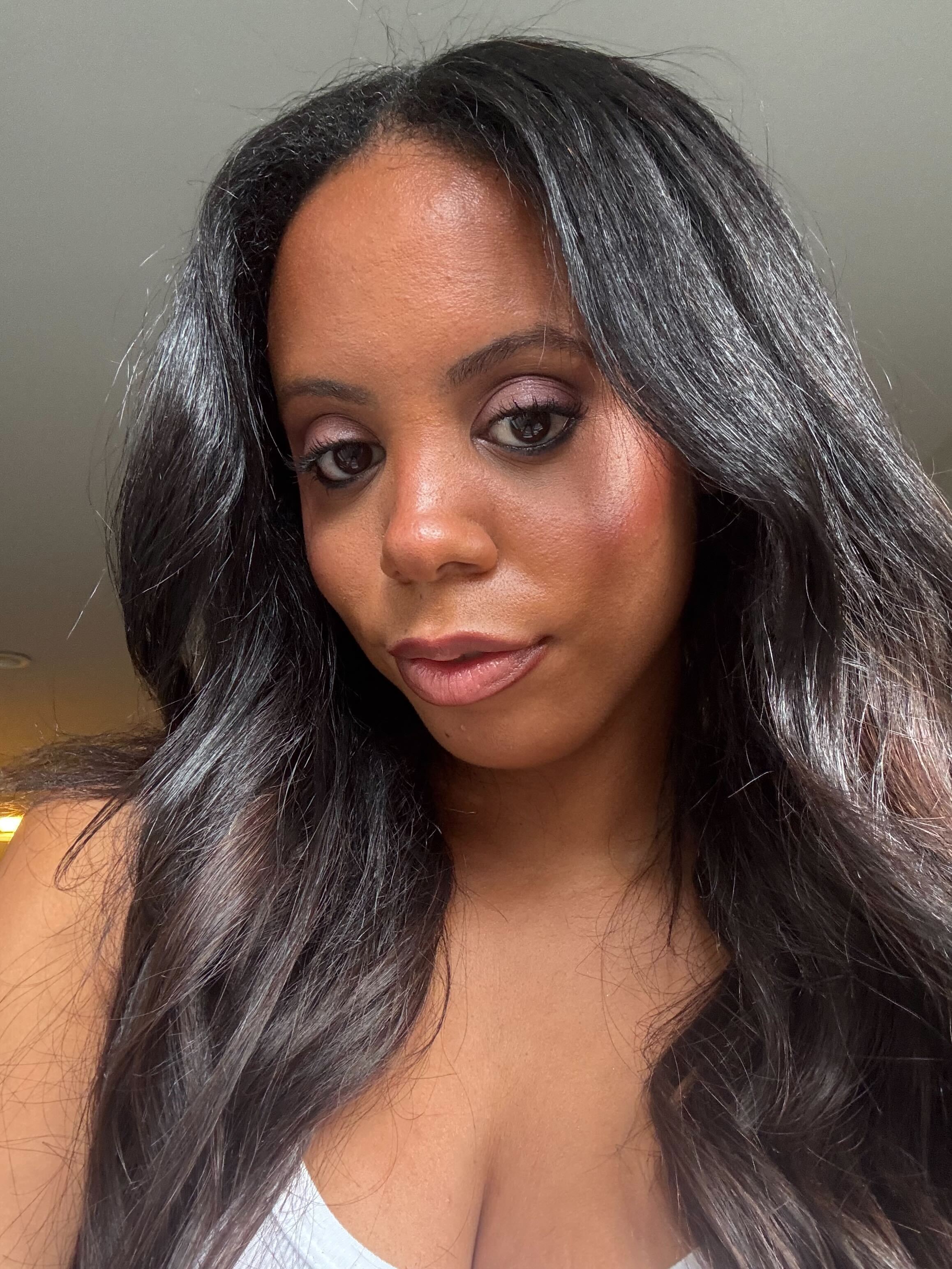 WWW fashion editor Sierra Mayhew wearing the Huda Beauty Lip Contour Lip Stain in Warm Brown.