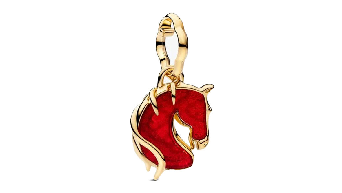 Pandora Red Fire Horse Murano Glass Dangle Charm