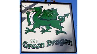 Sign for the Green Dragon near to Stoke Fleming, Devon, England