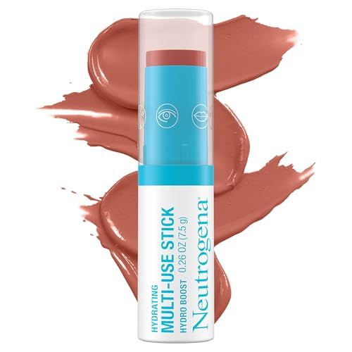 Neutrogena Hydro Boost Hydrating Multi-Use Makeup Stick With Hyaluronic Acid, Gentle Multi-Use Colored Makeup Balm to Brighten Lips, Cheeks & Eyes, Non-Comedogenic, Temptation, 0.26 Oz