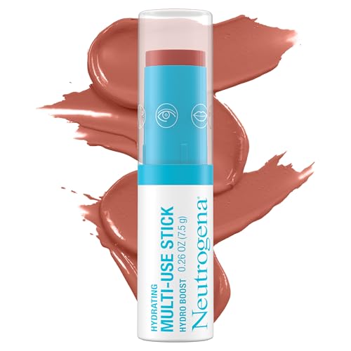 Neutrogena Hydro Boost Hydrating Multi-Use Makeup Stick With Hyaluronic Acid, Gentle Multi-Use Colored Makeup Balm to Brighten Lips, Cheeks & Eyes, Non-Comedogenic, Temptation, 0.26 Oz