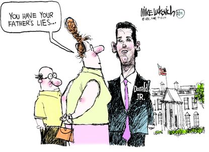 Political cartoon U.S. Trump Russian collusion Trump Jr. lies