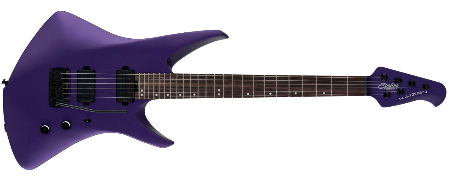 The Sterling By Music Man Kaizen is a more affordable version of the Animals As Leaders guitarist Tosin Abasi's signature model, and is offered here in Firemist Purple Satin and Stealth Black.