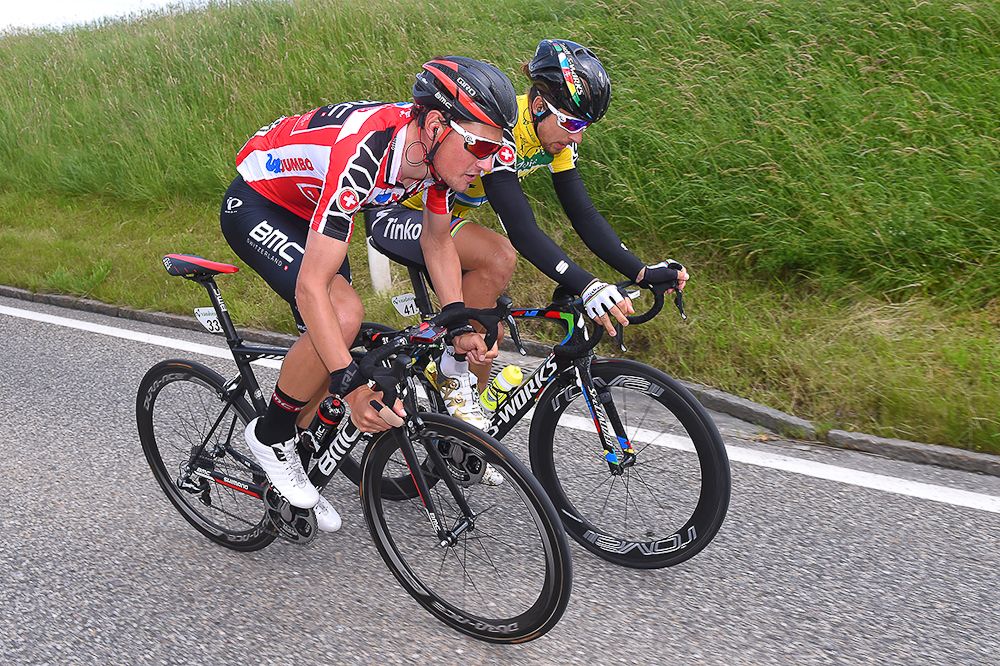 Silvan Dillier and Peter Sagan in the bunch during stage 4 at the Tour de Suisse