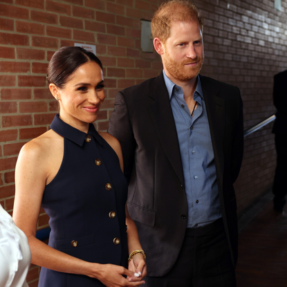 Prince Harry, Duke of Sussex and Meghan, Duchess of Sussex visit local charter school, Colegio Cultura Popular during The Duke and Duchess of Sussex's Colombia Visit on August 15, 2024 in Bogota, Colombia