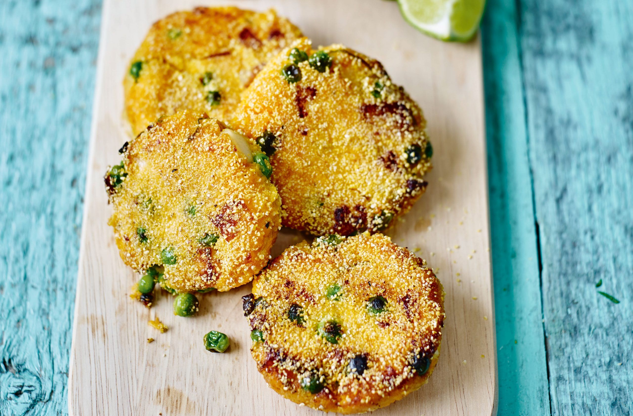 Pea, halloumi and sweet potato cakes recipe