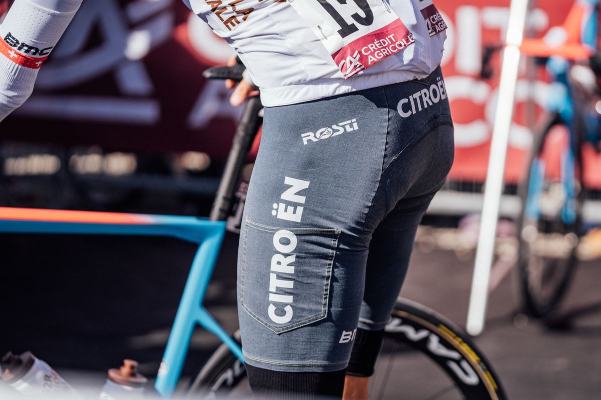 Cycling - 2023 Strade Bianche - Tuscany, Italy - AG2R Citroen Denim shorts.