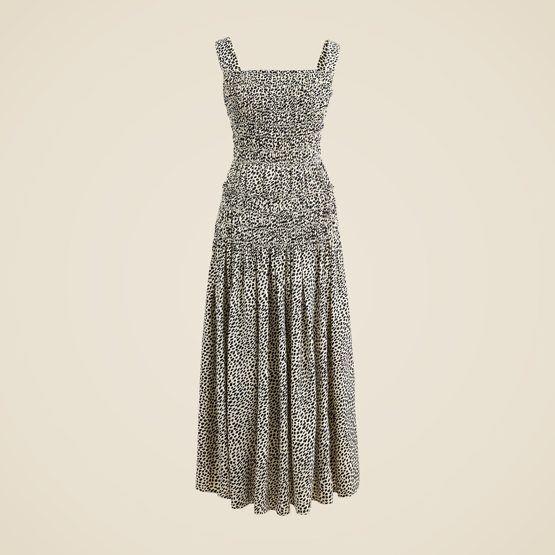 Smocked Midi Dress in Spot Print