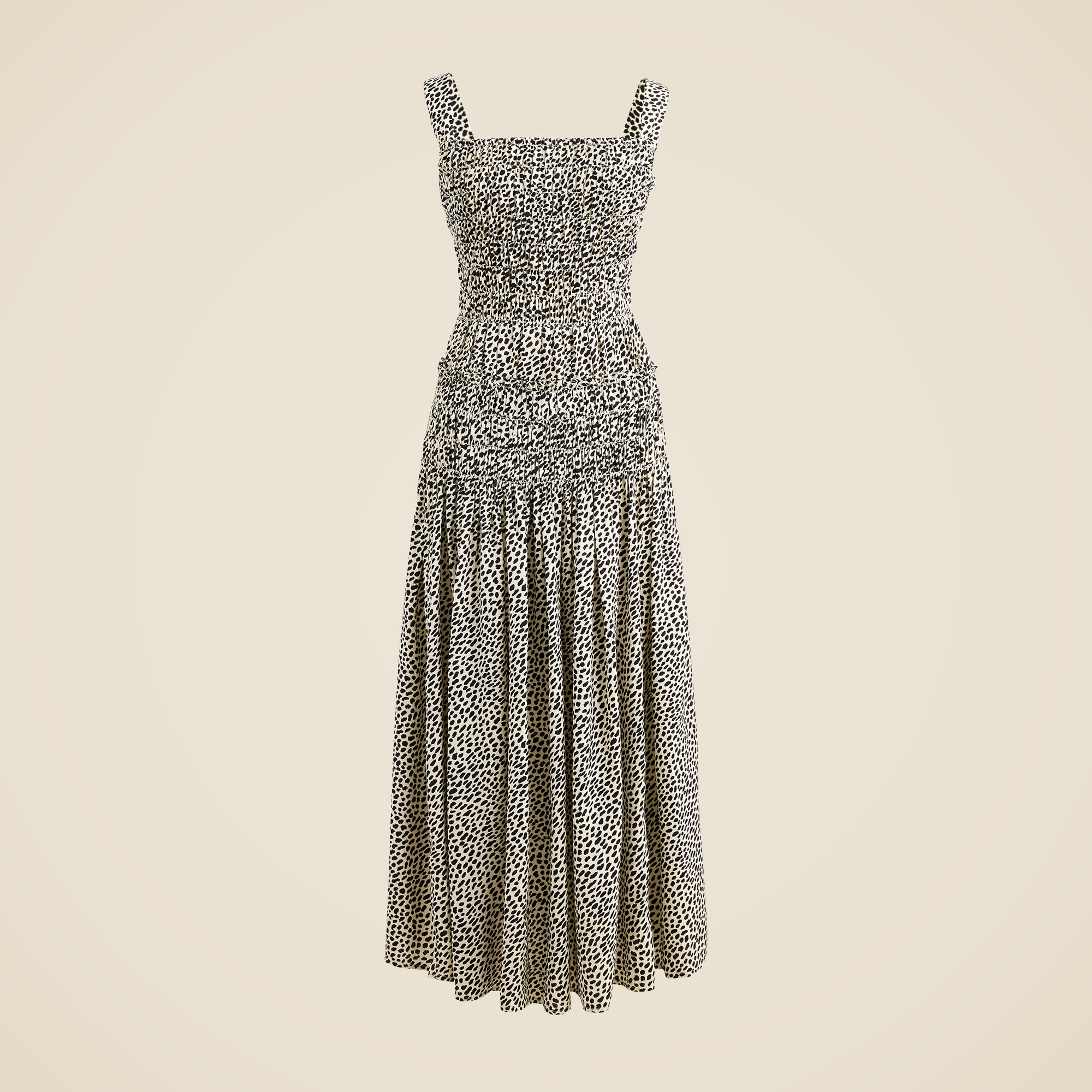 Smocked Midi Dress in Spot Print
