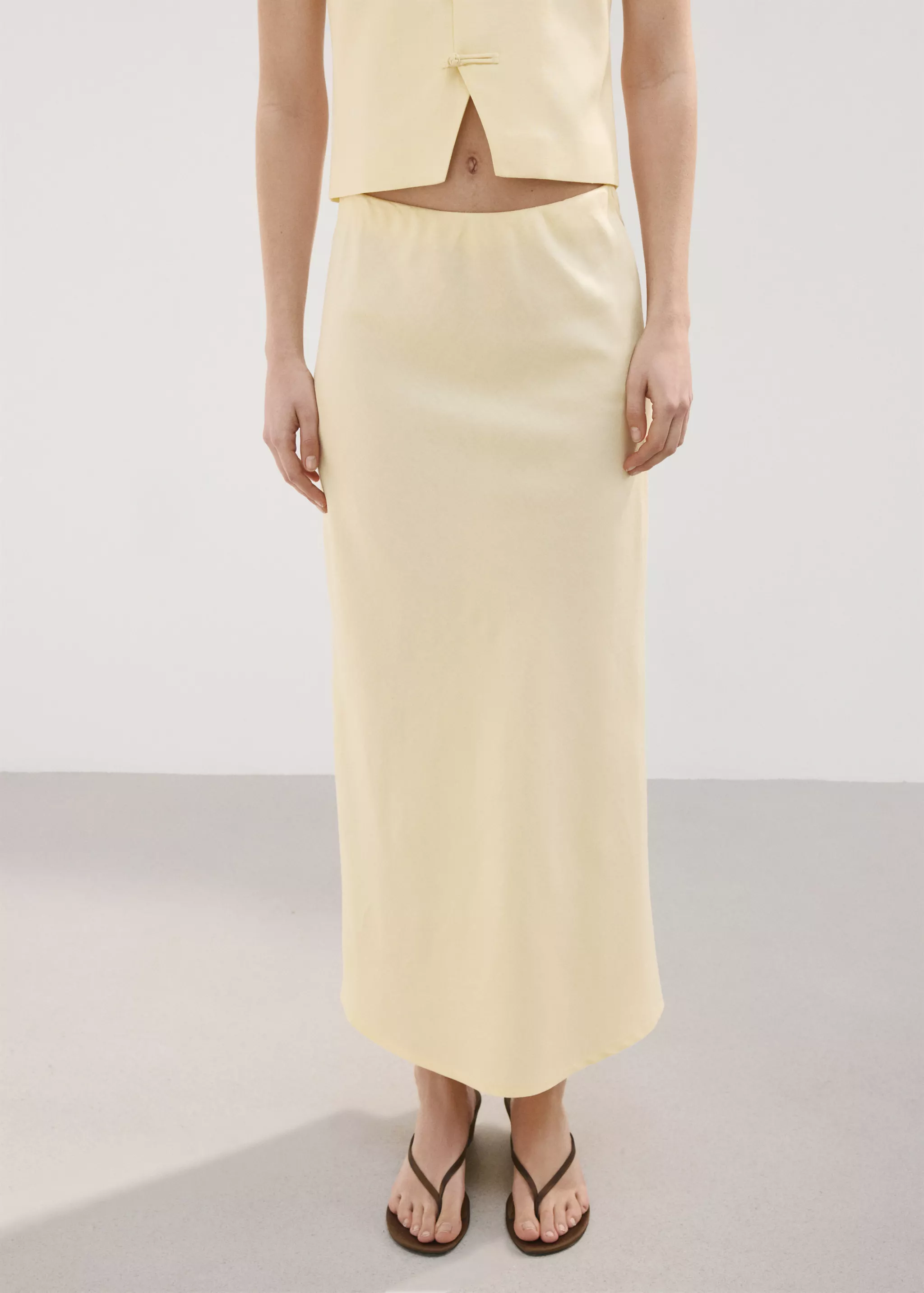Linen-Blend Straight Skirt - Women | Mango Usa