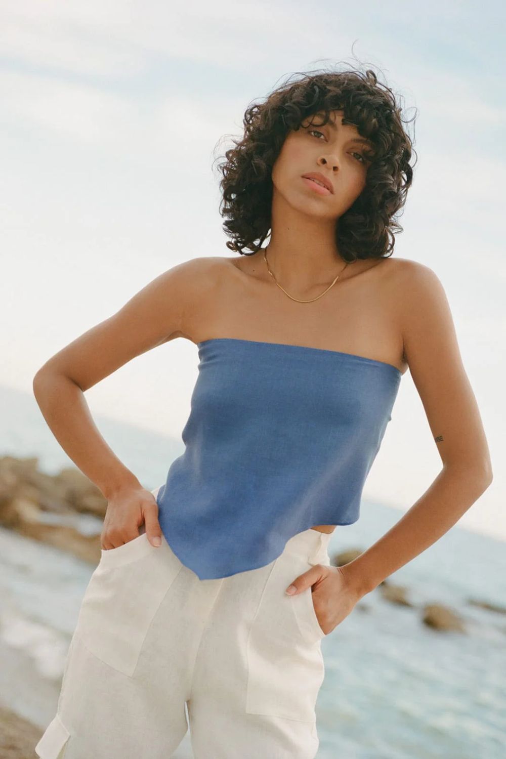 The Ida Scarf Top in Klein Blue