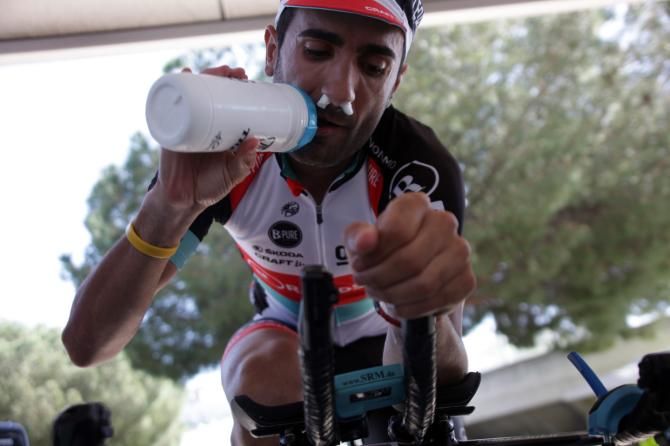 Tiago Machado (RadioShack Leopard) gets warmed up for the team time trial stage