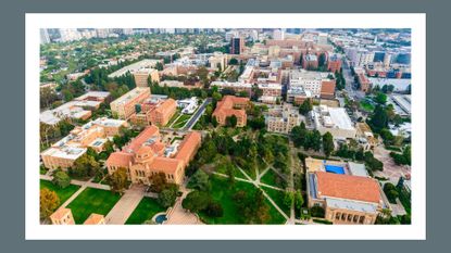 aerial shot of ucla on a grey background