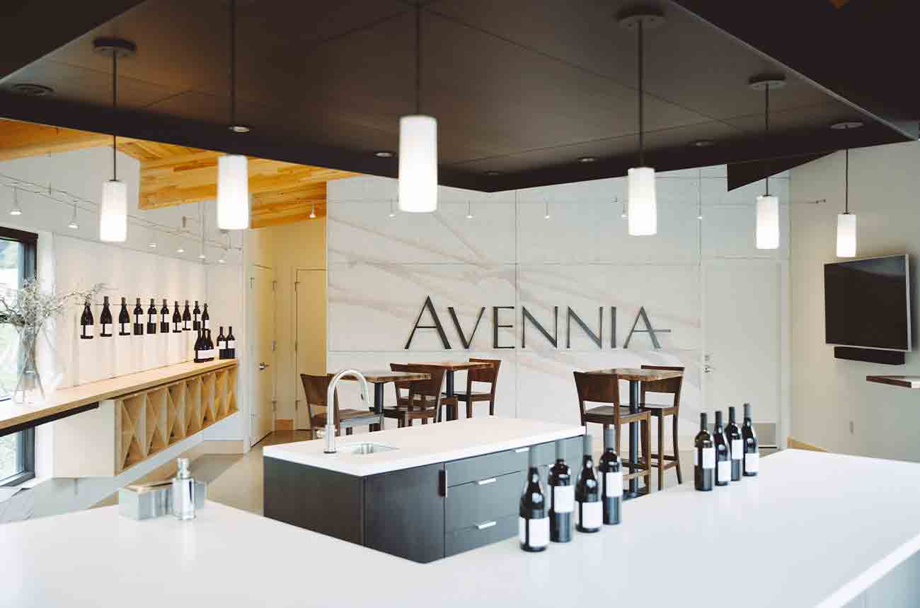 Tasting room at Woodinville, part of Avennia winery in Washington state, United States