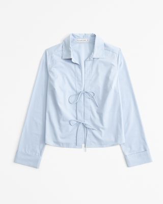 Abercrombie and Fitch, Long-Sleeve Poplin Tie-Front Shirt