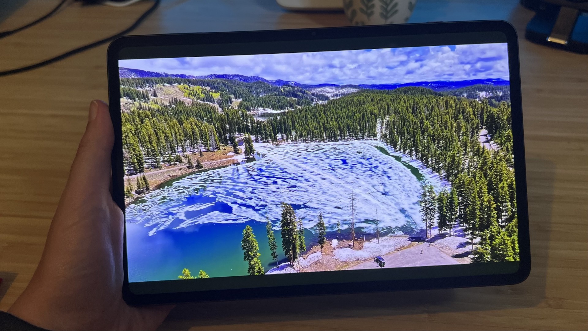 RedMagic Astra 2 tablet screen showing a lake view