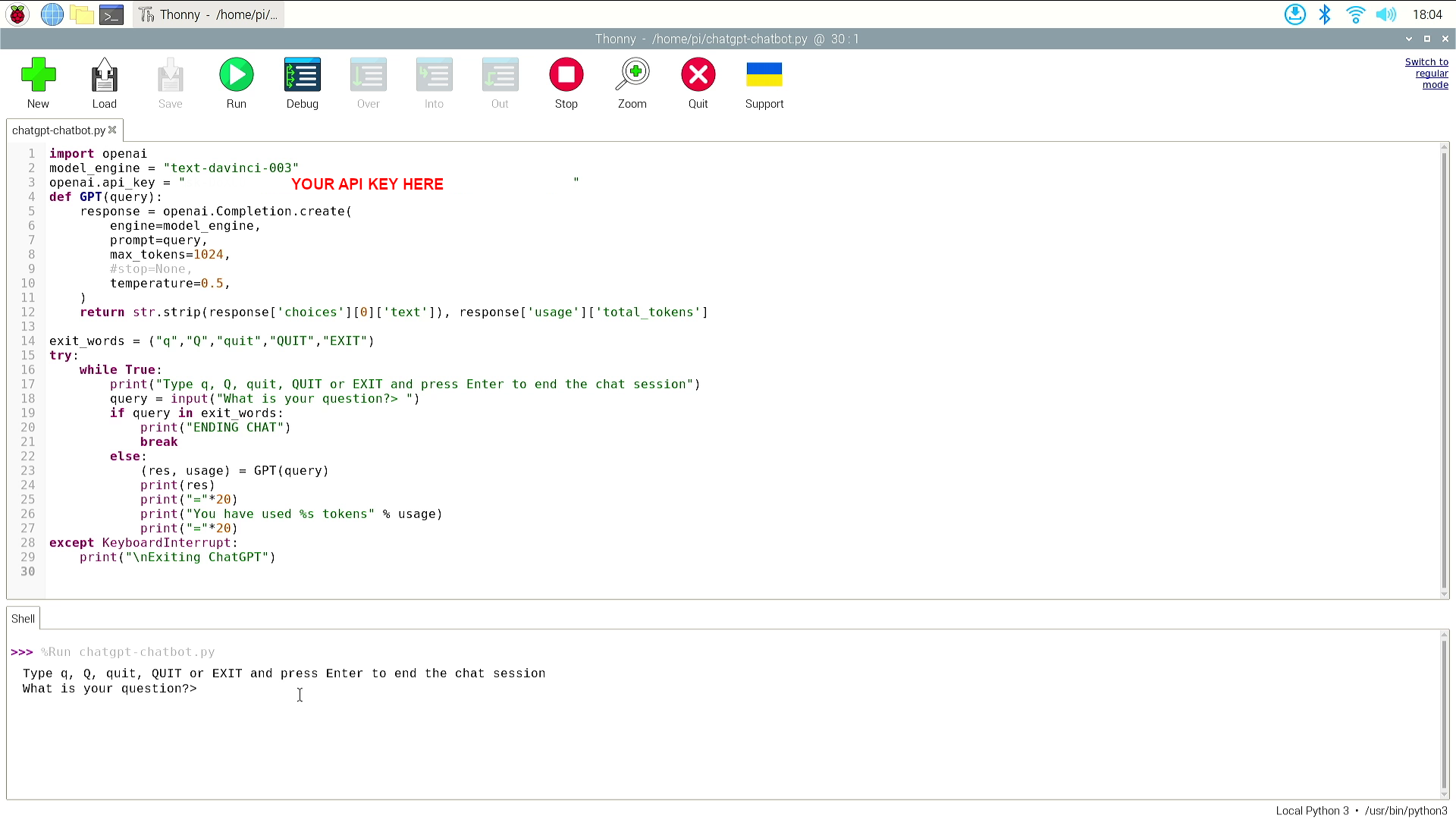 ChatGPT sur Raspberry Pi