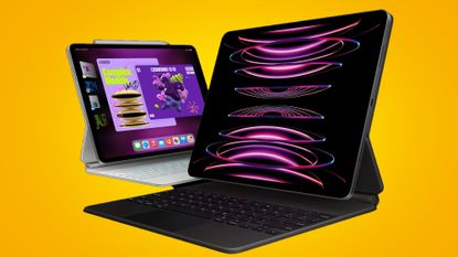 iPad Pro (2024) on a yellow background