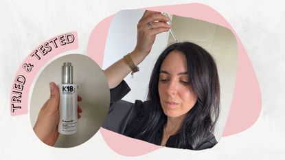 Stephanie Maylor beauty editor testing the K18 FutureIQ&trade; Biomimetic Hair Longevity Serum