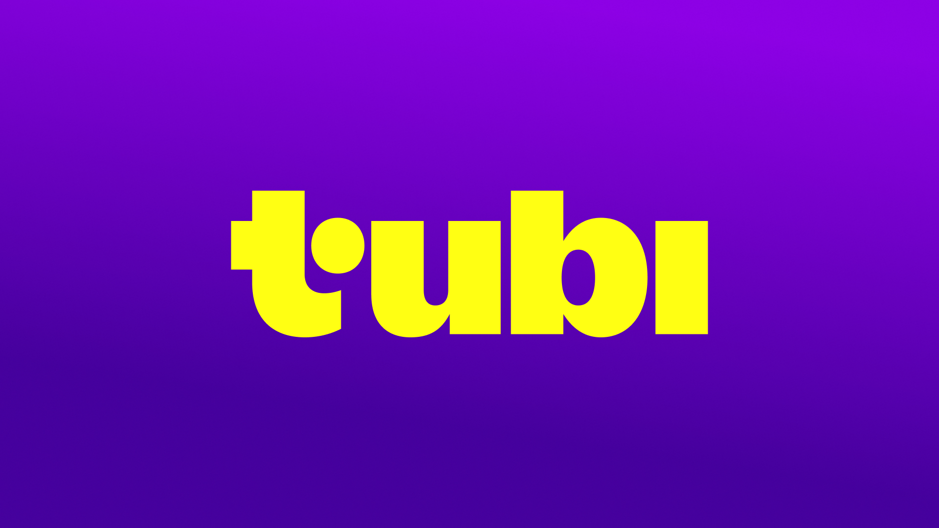 Tubi logo, yellow type on purple