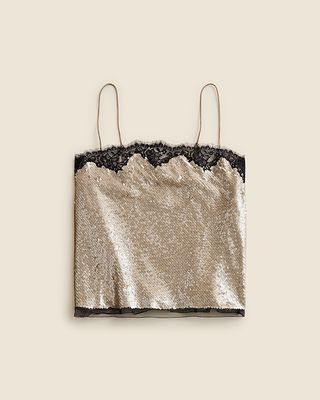 Lace-Trim Camisole Top in Sequins