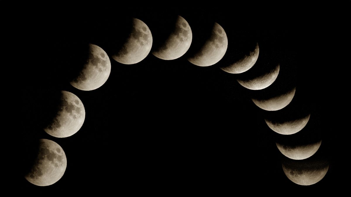 16 July 2019, Brescia, Italy, partial eclipse of the moon