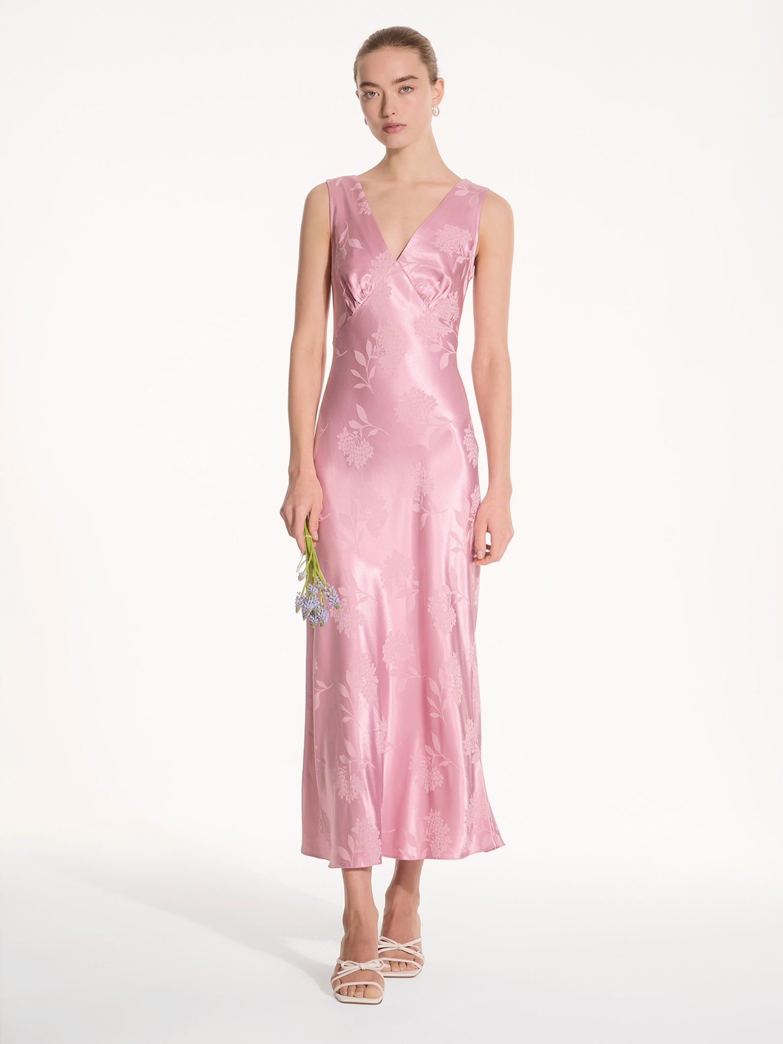 Iris Jacquard Dress in Vintage Pink - 4