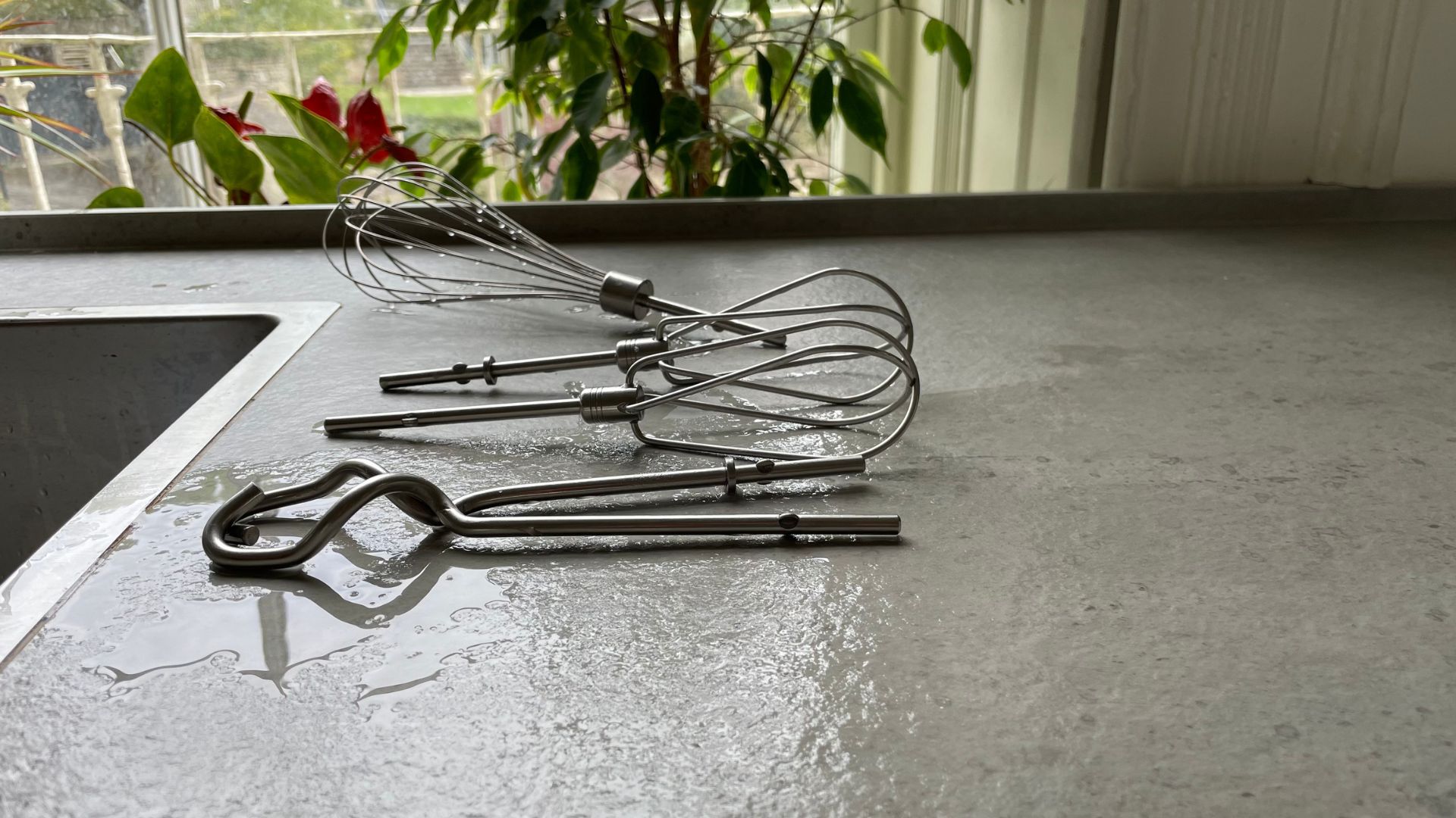 KitchenAid Hand Mixer washed up on the counter