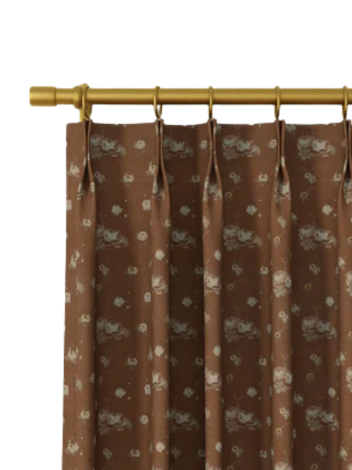 Print Linen Cotton Drapery Pleated in Dusty Clay MM-F03